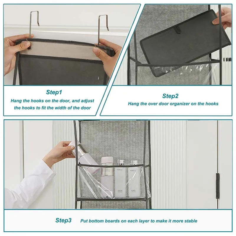 Description Picture 6 of item4 Layers Transparent Hanging Organizers For Doors Fabric Storage Bag with Hanger Underwear Socks Clothes Toys Storage Organizer