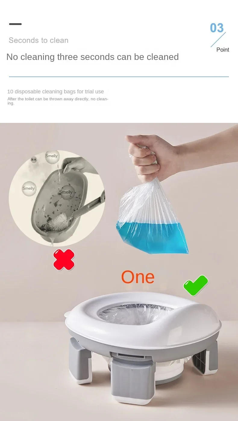 Description Picture 6 of item3 in 1 Travel Toilet Seat Foldable Blue Children Potty with Bags Baby Pot Portable Silicone Baby Potty Training Seat