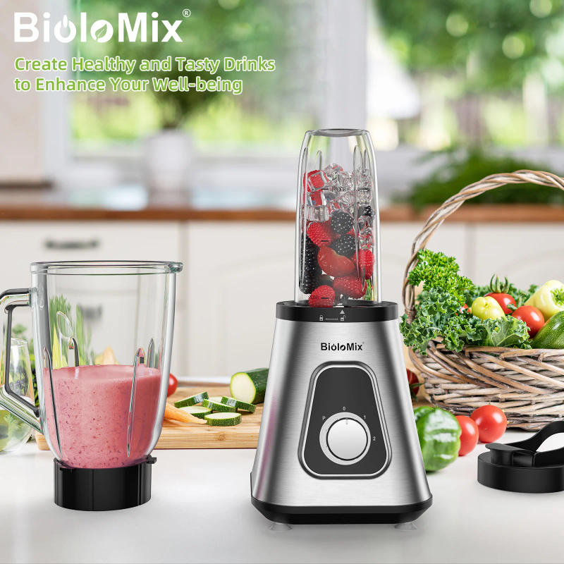 Description Picture 2 of itemBioloMix 1300W Smoothie Blender with 1.5L Glass Jar, Personal Blenders Combo for Frozen Fruit Drinks,  Sauces