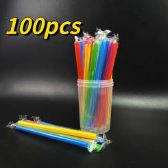 100PCS Milkshake Straws Bubble Boba Milk Tea Plastic Thick Straws Smoothie Cold Drinking Drinkware Bar Accessories