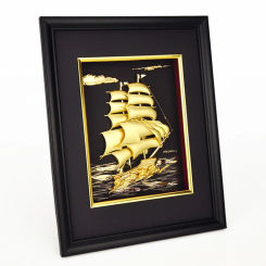Gold foil painting with smooth sailing, light luxury office decoration ornaments