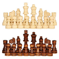 32PCS 2.2 in Wooden Chess Wooden with Protective Pads Word Chess Set Improve Intelligence Education Chess Game Chess Board Game