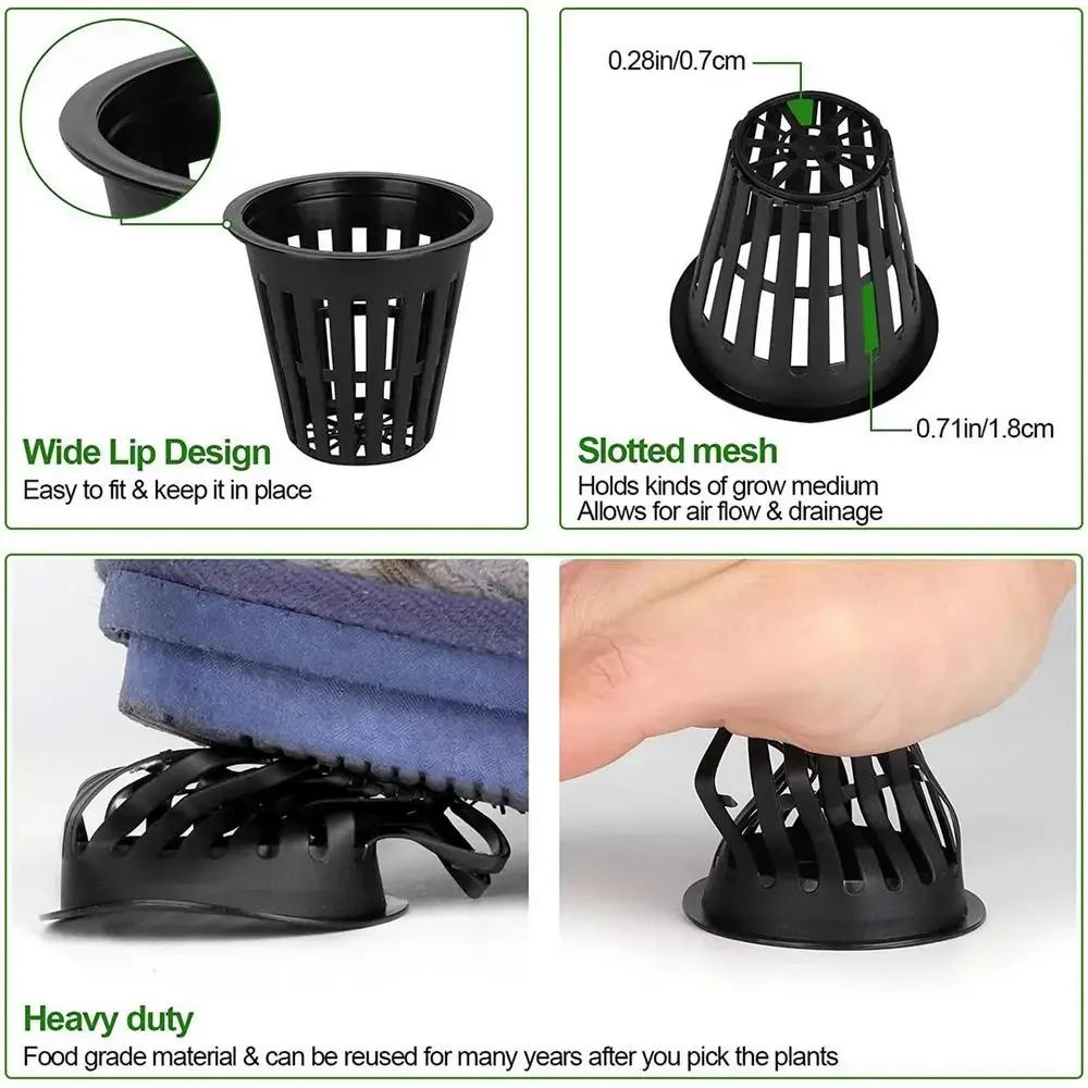 Description Picture 6 of item50/100Pcs 2 Inch Garden Slotted Mesh Net Cups Round Net Cups Pots for Hydroponics Slotted Mesh Garden Grown Netted Baskets