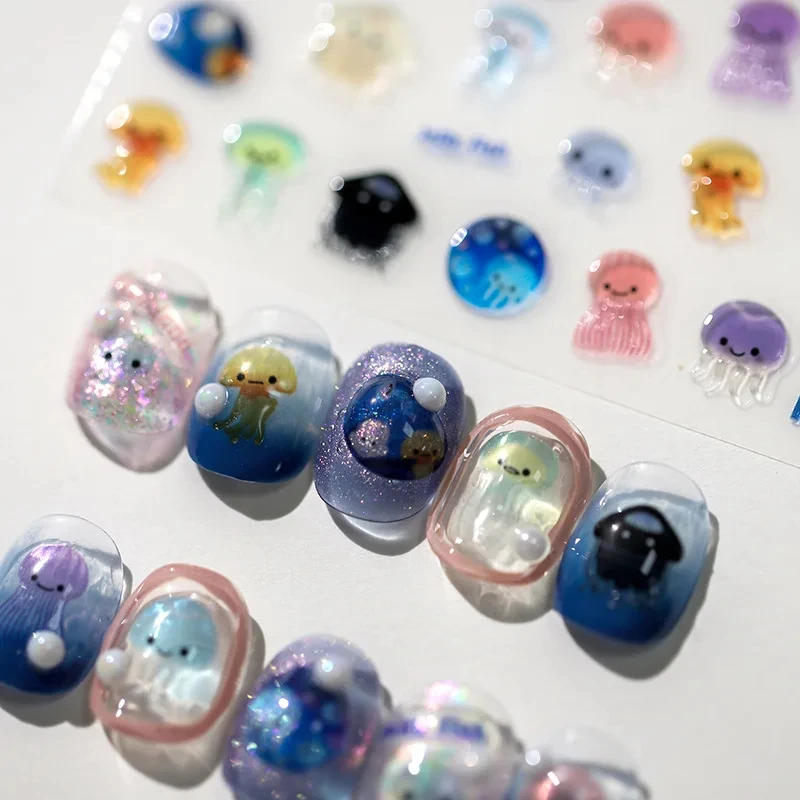 Description Picture 4 of item1pcs 5D Kawaii Jelly Nail Art Stickers Cute Jellyfish Self Adhesive Nail Art Decorations Stickers DIY Cartoon Manicure Decals