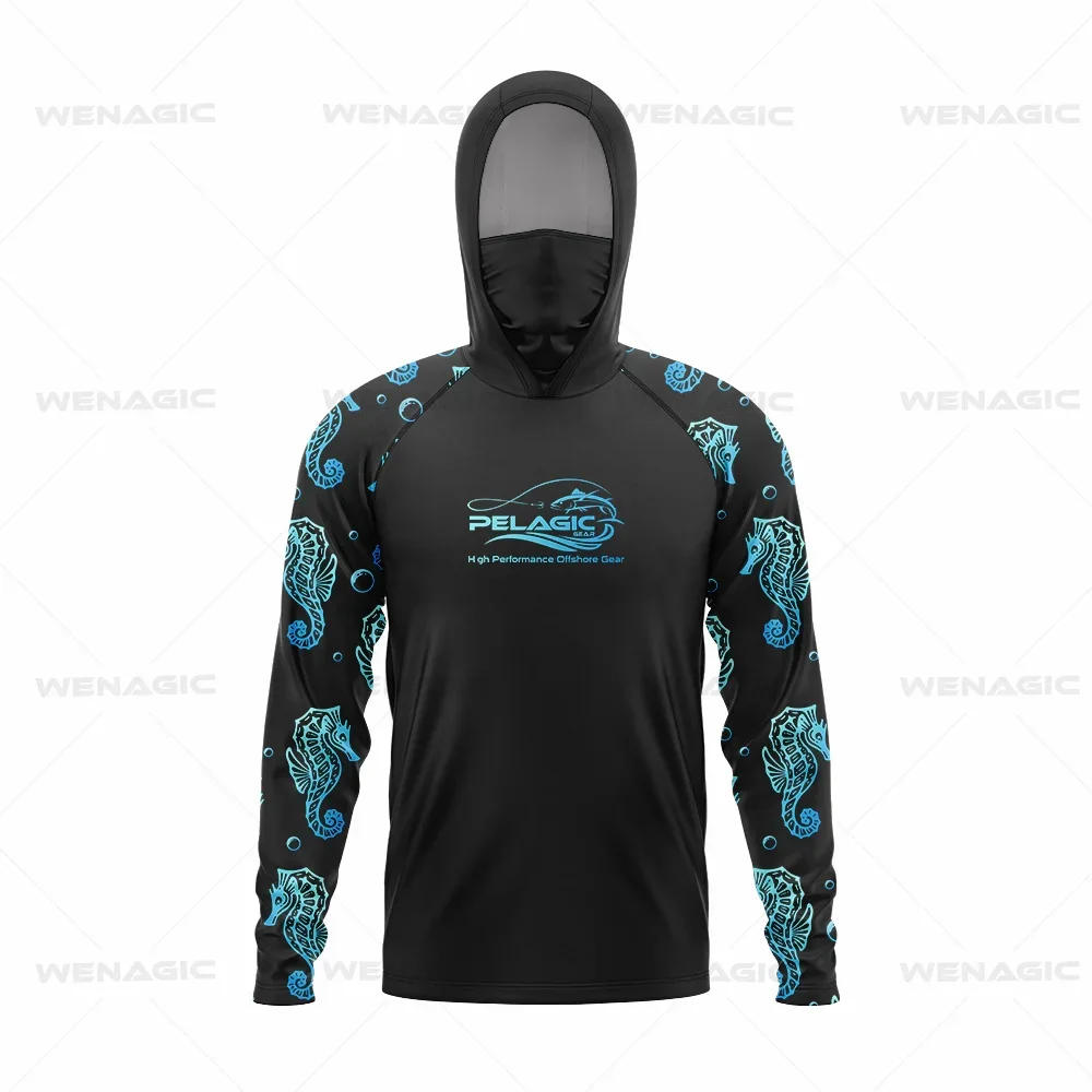 Description Picture 6 of itemPelagic Gear-Long Sleeve Hooded Face Cover, Fishing Shirts, UV Protection, Fishing Face Mask Clothes, New Tops, Upf 50