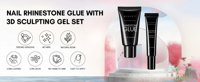 Description Picture 2 of itemMakartt Nail Rhinestone Glue with 3D Nail Gel Kit, Nail Charm Glue Super Strong Gel Nail Glue for Nail, 3D Sculpting Gel