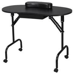Folding Manicure Table Portable Nail Station  Beautician Desk with Bag, Black     for s Salon