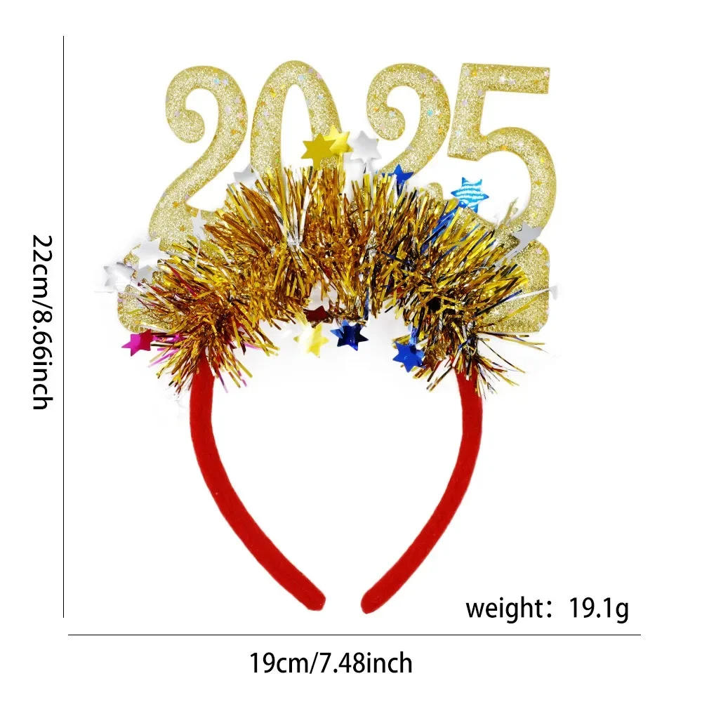 Description Picture 5 of itemNew Year 2025 New Year's Eve Headband Shining Colorful Headwear Happy New Year 2025 Carnival Merry Christmas Party Decor
