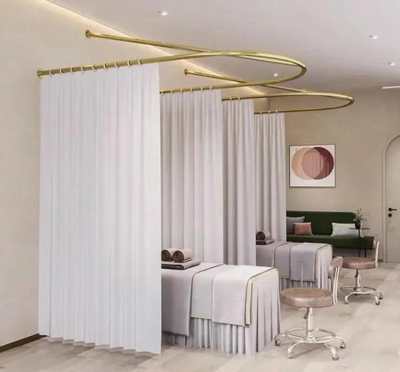 Description Picture 6 of itemBeauty salon partition curtain Wrought iron U-shaped curtain rod health treatment bed Beauty bed compartment pull curtain curtai
