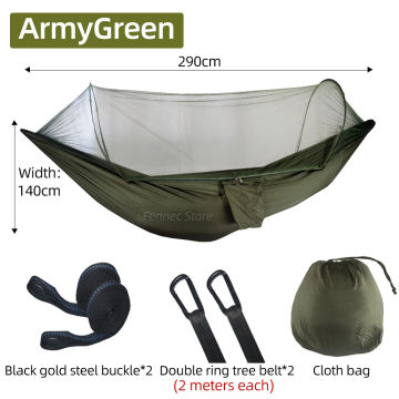 Portable Hammock with Mosquito Net Outdoor Camping Mosquito Proof 290x140cm Pole Hammock swing Anti-rollover Nylon Rocking Chair