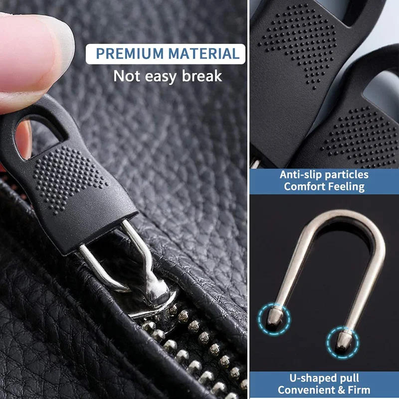 Description Picture 3 of item5/10Pc Replacement Zipper Slider Pull Puller End Fit Rope Tag Clothing Zip Fixer Broken Buckle Zip Cord Tab for Luggage Backpack