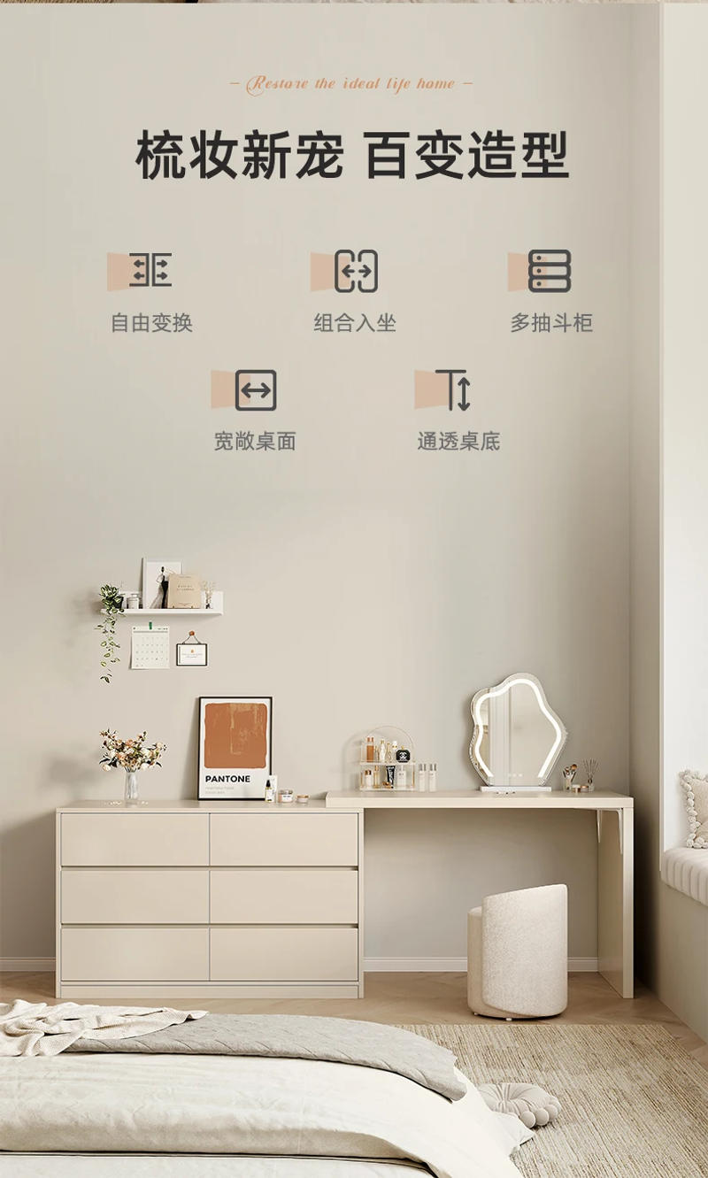 Description Picture 4 of itemWhite Storage Dressers Bedroom Mobile Mirror Living Room Dressers Makeup Set Bedroom White Corner Coiffeuse Household Products