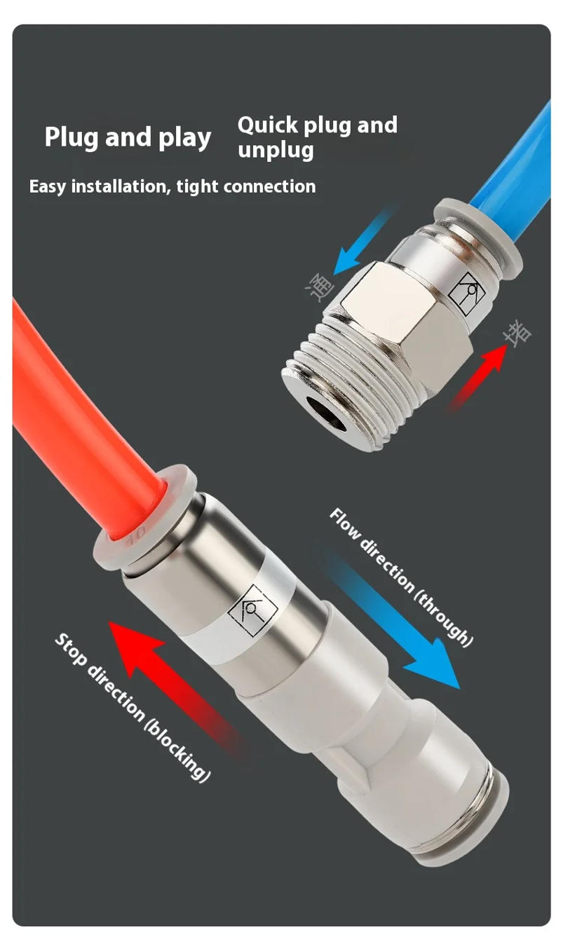 Description Picture 3 of itemAir Pneumatic Fitting  SPC Copper Nickel Plated One-Way Check Valve