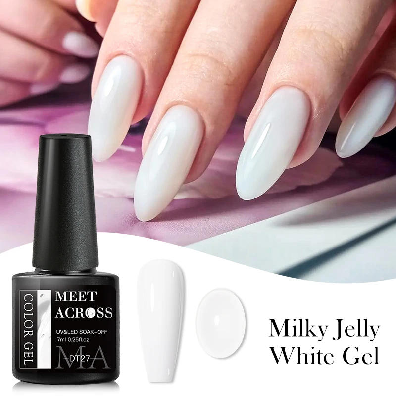 Description Picture 2 of item7ML Milky Jelly White Gel Nail Polish Semi Permanent Soak Off French Nails Manicure UV LED Gel Varnish Base Top Coat Nail Art