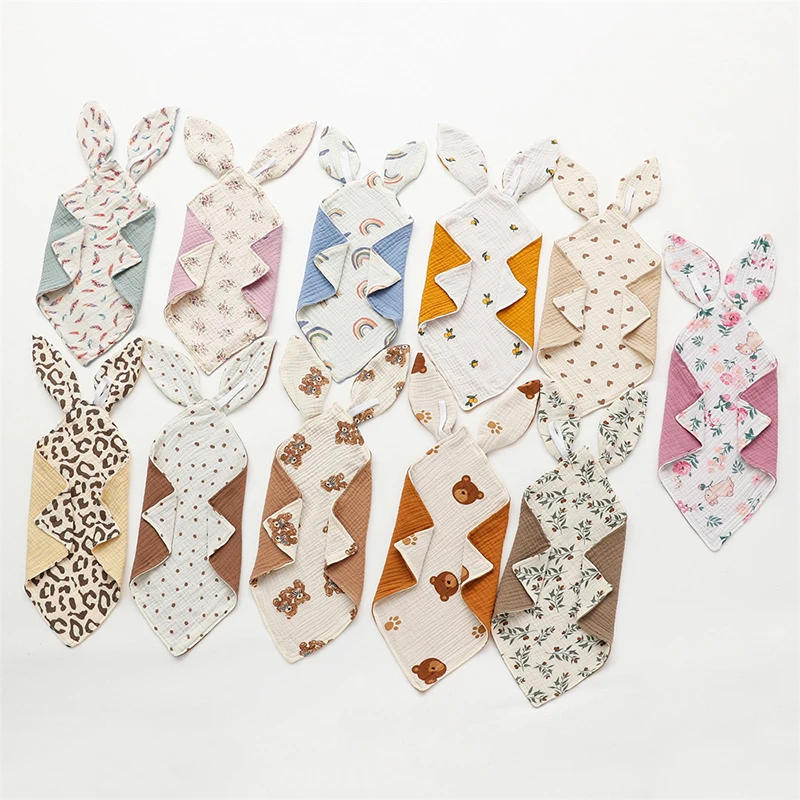 Description Picture 4 of itemBaby Blanket Muslin Newborn Baby Sleeping Accessories Cute Rabbit Soft Cotton Gauze Kids Sleep Soothe Appease Towel Bibs