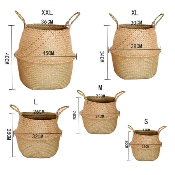 Description Picture 5 of itemSeaweed Wicker Basket Rattan Hanging Flowerpot Flowerpot Dirty Clothes Dirty Clothes Basket Storage Basket   WF1015