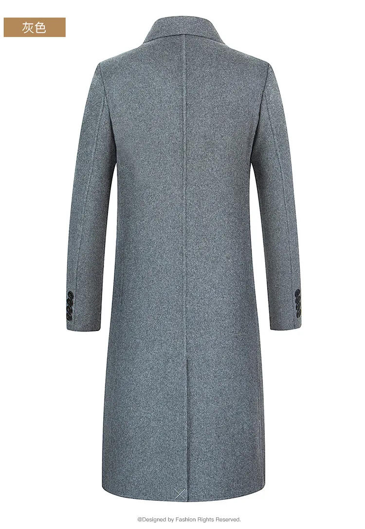 Description Picture 3 of itemWinter Wool Coat Men Business Casual Korean Fashion Long Trench Coat Men Solid Thick Double-breasted Wool Coats Outwear Men 2024