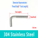 304 Stainless Steel 7-Shaped Screw/Square Screw/L-Shaped Screw/7-Shaped Anchor Bolt M4M5M6M8M10M12