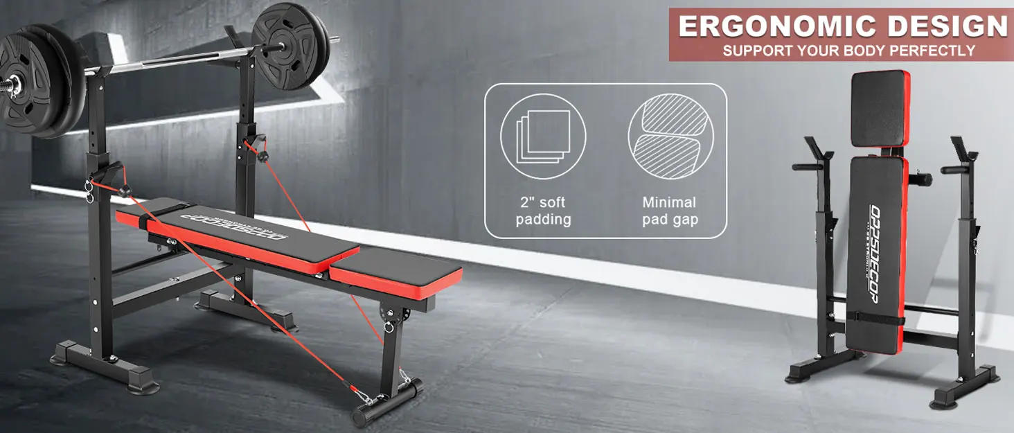 Description Picture 2 of item600lbs 6 in 1 Weight Bench Set with Squat Rack Adjustable Workout Bench with Leg Developer Preacher Curl Rack Fitness