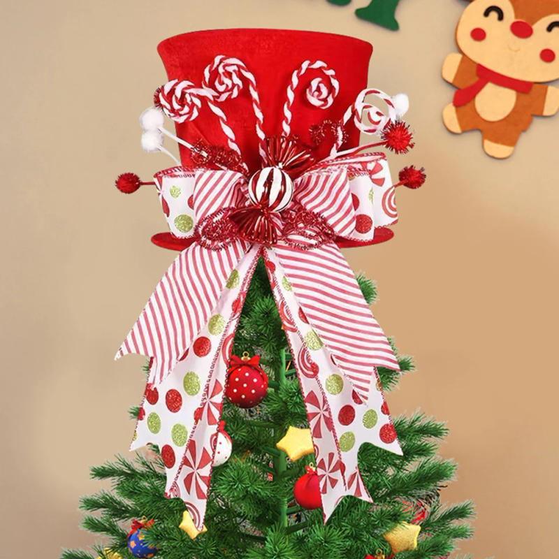 Description Picture 4 of itemUnique Decor Christmas Tree Topper Christmas Celebration Candy Cane Accents Cheerful Decoration Easy Assembly Design