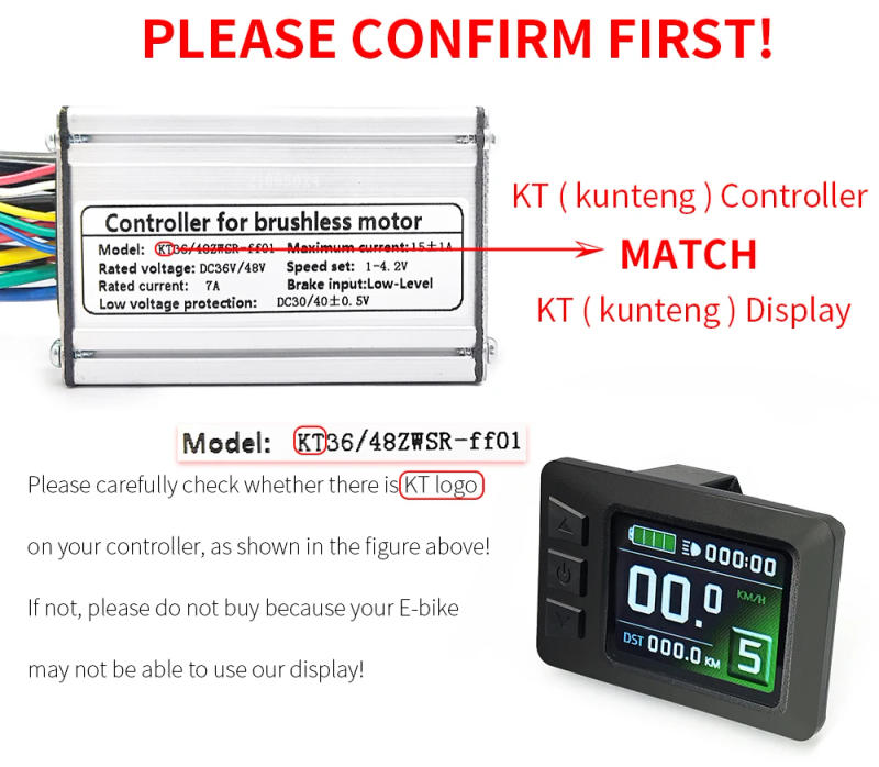 Description Picture 3 of itemE-bike Display KT-LCD7C TFT 24V/36V/48V Electric Bicycle Smart Control Panel for Electric Bike Conversion Kit