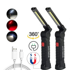 1-3PCS Portable COB Flashlight USB Rechargeable Work Light Magnetic Lantern Hanging Lamp with Built-in Battery Camping Torch