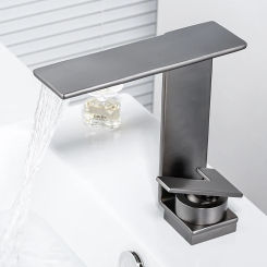 Basin Countertop Faucet Gold Black Hot Cold Mixer Water Tap Bathroom Bowl Sink Waterfall Outlet Accessories Copper Faucets