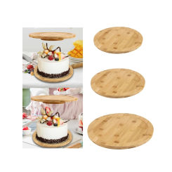 Cake Stand Turntable Serving Plate Wood Cake Stand Rotating Dessert Table Display for Pantry Home Kitchen Dining Table Cabinet