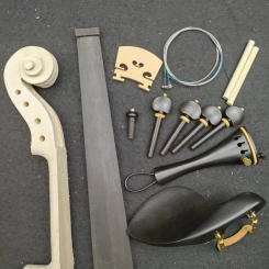 Complete Set Violin Assembly Accessories Head Neck Fingerboard Bridge Tailpiece Pegs Chinrest With Clamp Soundpost String 4/4