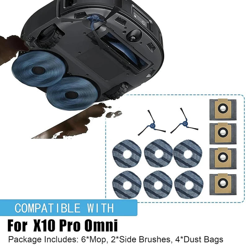 Description Picture 5 of itemFor Eufy X10 Pro Omni Robot Vacuum Cleaner Side Brush Mop Cloth Dust Bags Spare Parts