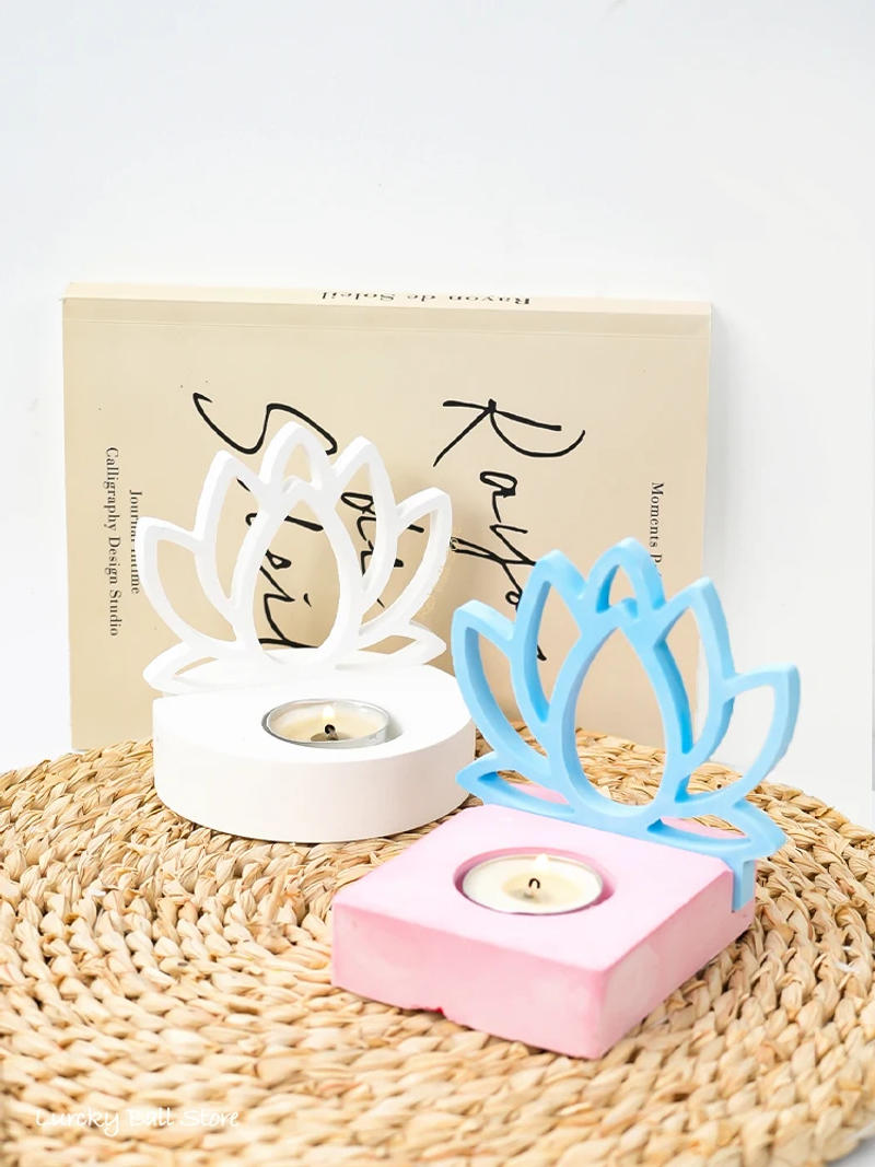 Description Picture 6 of itemNew Hollow Lotus Candlestick Silicone Mold DIY Flower Candle Holder Pendant Casting Tools Concrete Resin Mould Eid Ramadan Decor