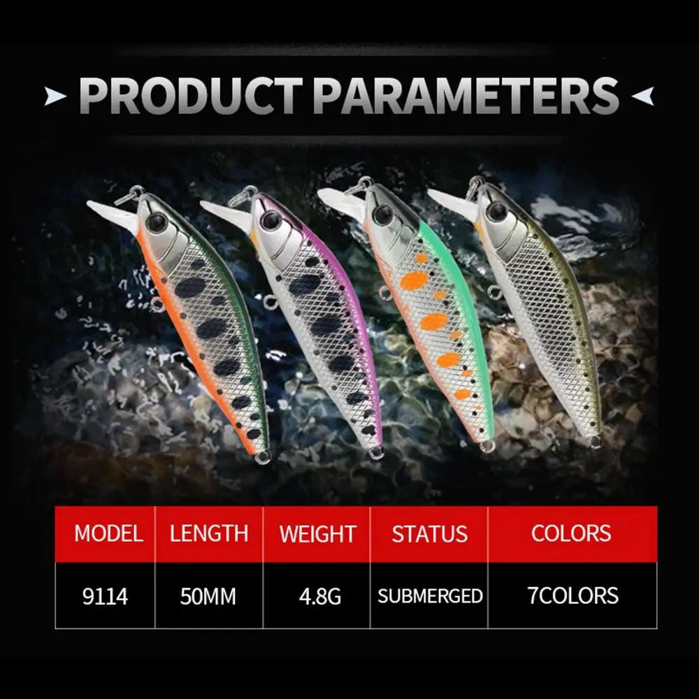 Description Picture 4 of itemMini Minnow Sinking Fishing Lures 50mm 4.8g Pesca Peche INTRUDER TROUT Wobbler Hard Bait Señuelos De Rockfishing
