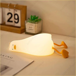 1-4Pcs Lying Duck Night Light Bedroom Rechargeable Children's Sleep Gifts Breastfeeding Bedside Lamp Creative Silicone Pat Light
