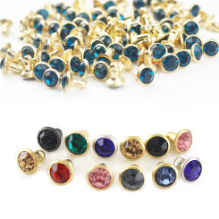 100 Sets 6mm Multi-color Rhinestone Rivets Synthetic Crystal Studs Bag Clothes Leather Craft Phone Case Diy Decor Accessories