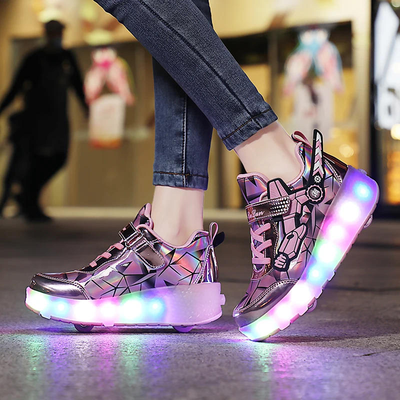 Description Picture 5 of itemChildren's Skate Shoes with LED Lights Roller Skates USB Charging Luxury Designer Sports Casual Training Sneakers for Kids