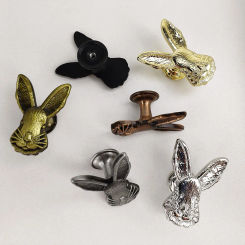 Rabbit Shape Cabinet Nordic-Style Door Handle Cupboard Handles Drawer Pulls Decor Solid Brass Furniture Hardware 4.9x3.5cm