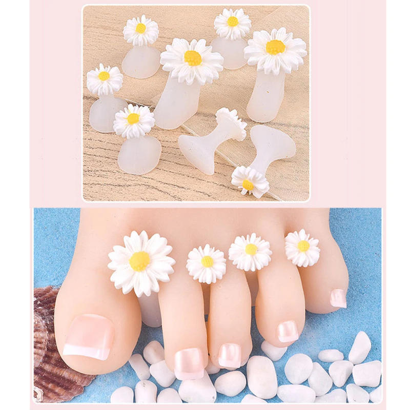Description Picture 6 of item8pcs/Bag Daisy Flower Toe Separators Summer Foot Nails DIY Tools Silicone Toe Separators Spacers Stretcher Pedicures Manicure