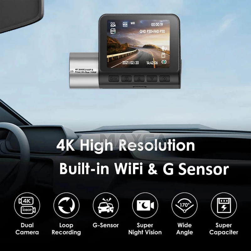 Description Picture 2 of itemMAXCA G50 In Car Ultra HD 4K Dash Cam Night Vision WDR DVR Front & Rear Driving Video Recorder With Parking Monitoring