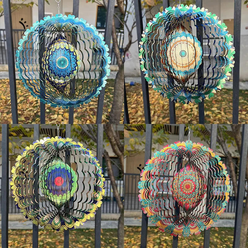 Description Picture 4 of item3D Rotating Wind Chime Mandala Wind Rotating Outdoor Garden Balcony Courtyard Bird Stainless Steel Decorative Hummingbird Chime