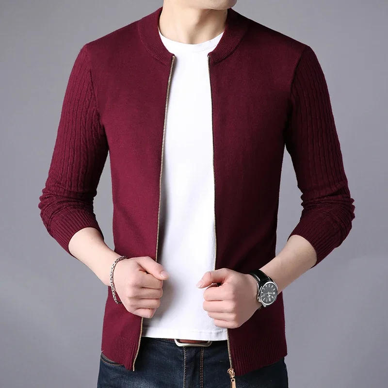 Description Picture 4 of itemKorean Fashion Cardigan Sweater Men Solid Stand Collar Zipper Men's Sweater Slim Fit Cardigan for Man Plus Size 3XL