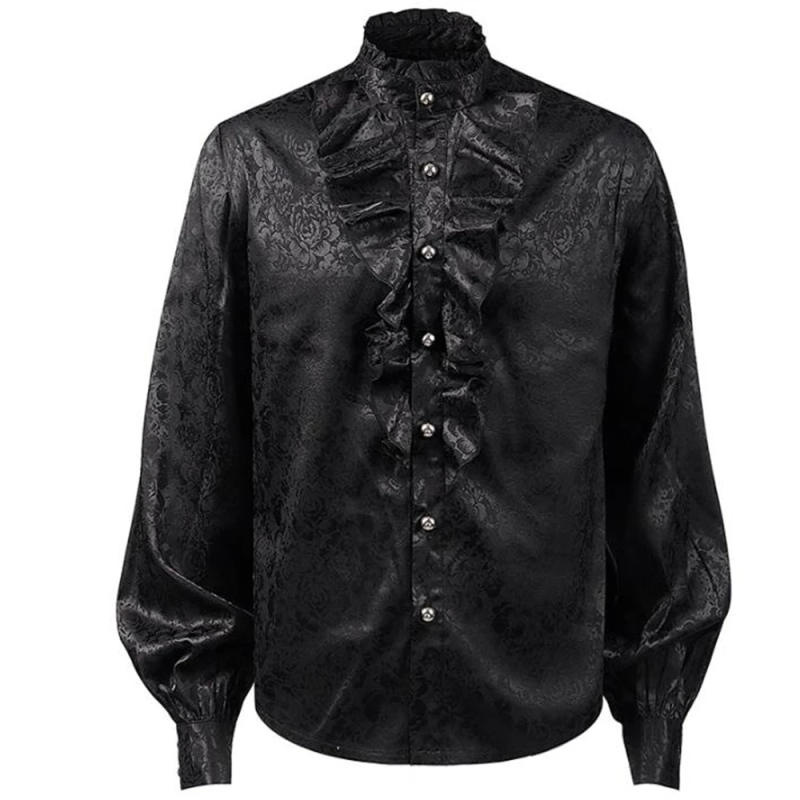 Description Picture 5 of itemMens Steampunk Vintage Shirt Medieval Victorian Renaissance Gothic Ruffled Shirt Drama Stage Men Long Sleeve Viking Costume Tops