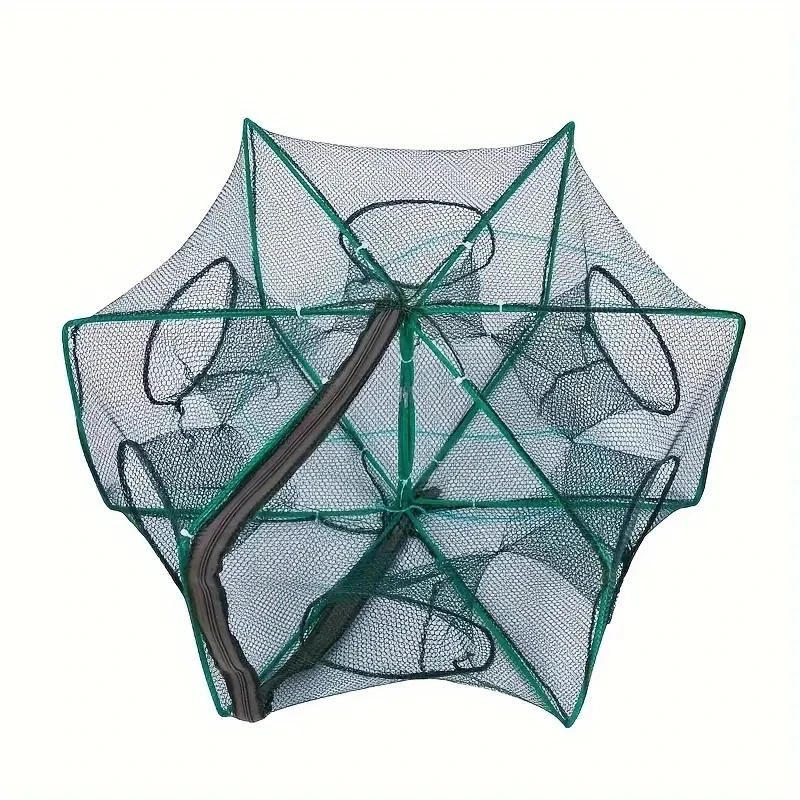Description Picture 2 of item1pc Foldable Hexagon Fishing Trap Net With 6 Holes For Minnow, Crab, Crawdad, Shrimp, Fishing Accessories 