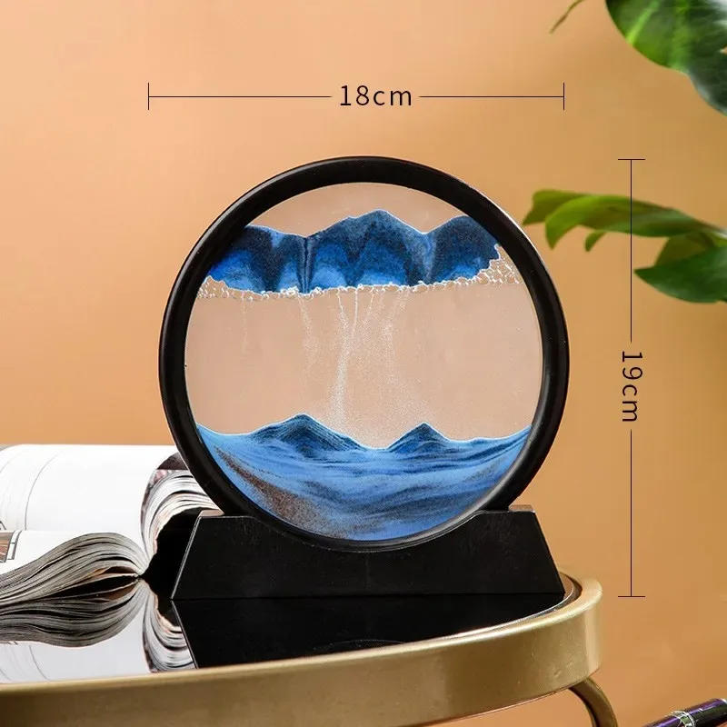 Description Picture 4 of item3D Hourglass Quicksand Moving Sand Art Picture Round Glass Deep Sea Sandscape Craft Flowing Painting Office Home Christmas