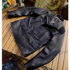 YR Free shipping.Super thick 1.7mm cowhide car coat.Heavy Full grain leather jacket.quality genuine leather cloth,Classic casual