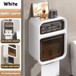 Toilet Tissue Box, Wall-Mounted, Waterproof, Toilet Paper Box, Free Punch, Roll Paper Tube, Bathroom Storage Rack, Paper Holder