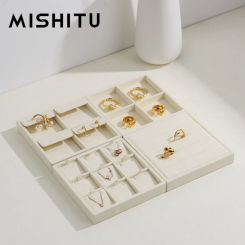 MISHITU Microfiber Jewelry Storage Tray Ring Earring Necklace Watch Diamond Jewelry Display Stand Organizer Jewellry Storage Box