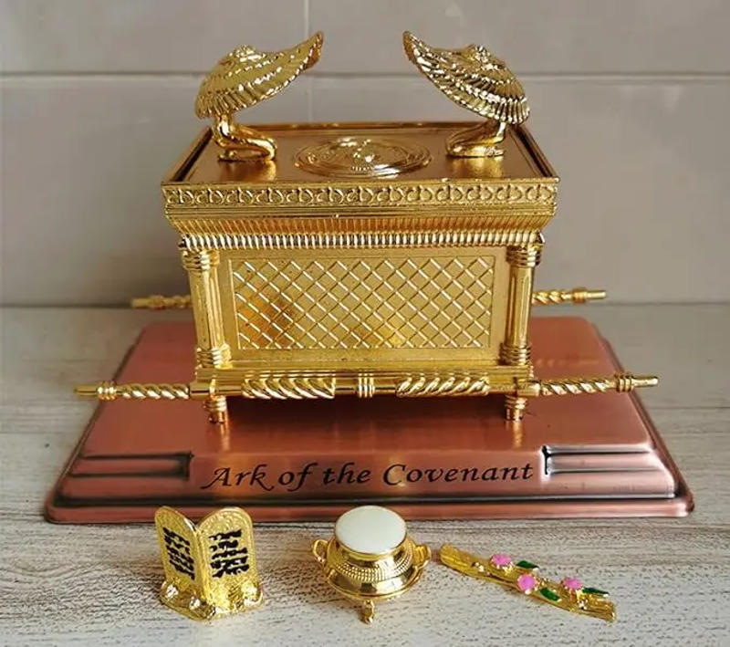 Description Picture 5 of itemSet of 3 Ark of The Covenant Accessories,(Ten Commandments Slate Aaron Rod and Holy Furnace),Israeli Metal Crafts