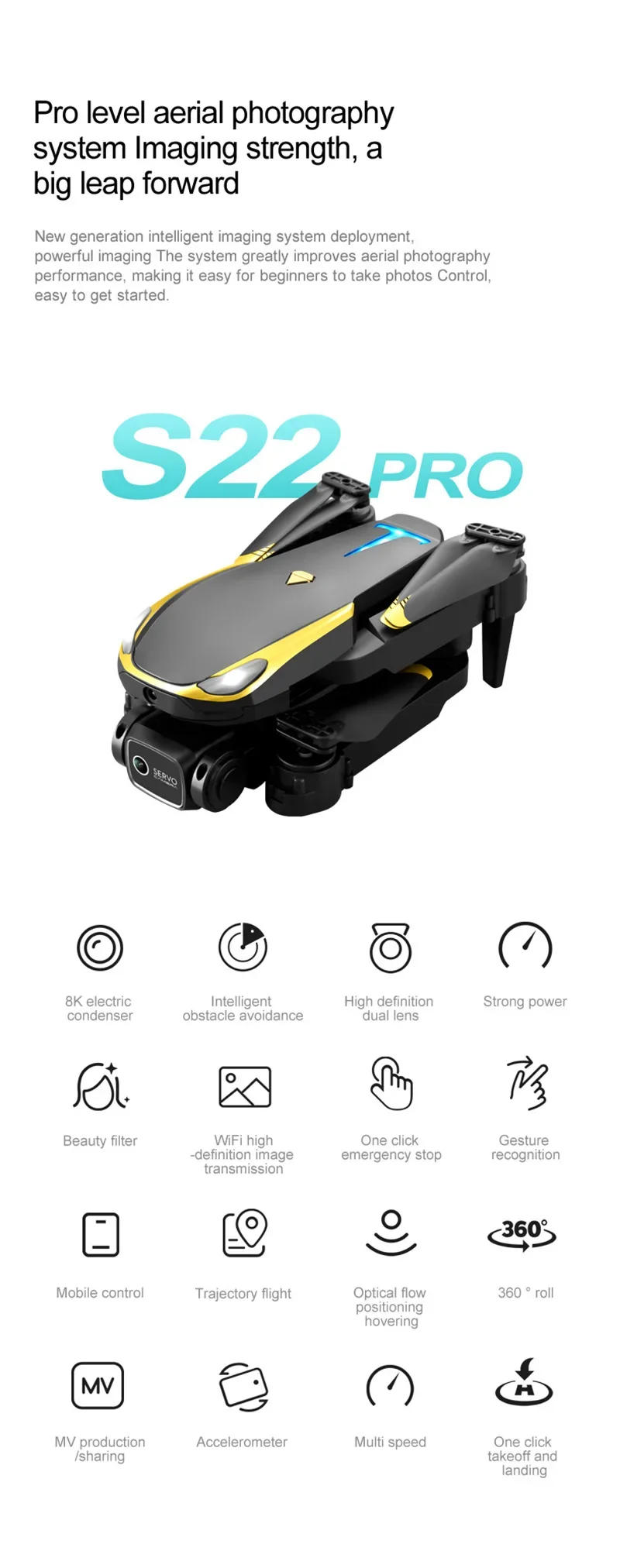 Description Picture 4 of itemTesla Drone 8k Professional 8K HD Aerial Photography Quadcopter Obstacle Avoidance Drone with Camera GPS One-Click Return