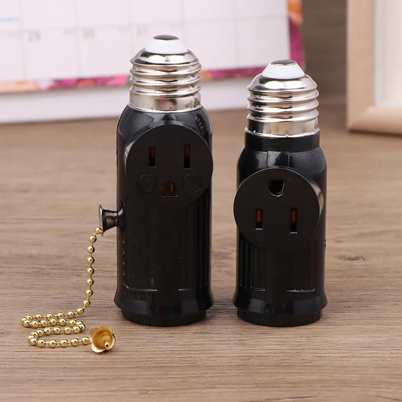 Description Picture 5 of item1PC White Black US Power Plug To E26 To US Bulb Adapter Lamp Holder Base Socket Light Pull Chain Switch America Conversion
