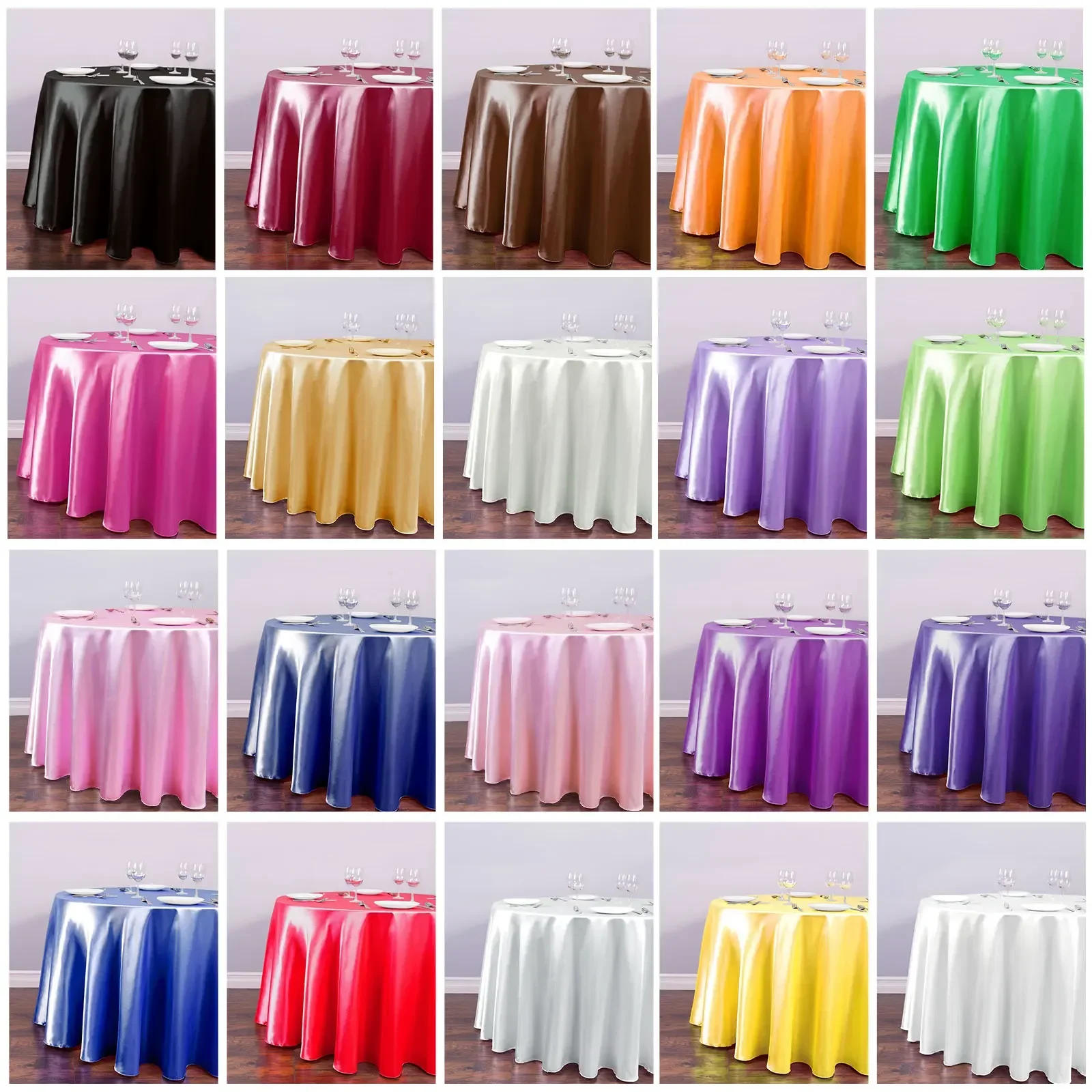 Description Picture 6 of item2022 Tablecloth White Red Blue Gold Solid Color Upscale Smooth Christmas Party Banquet HomeBanquet Restaurant Decoration